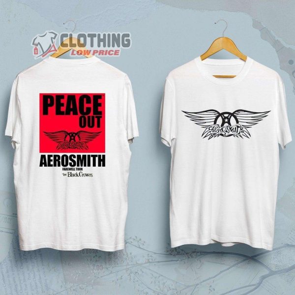 Aerosmith Band Logo Tour 2023 Merch, Aerosmith 2023 – 2024 Peace Out Farewell Tour The Black Crowes Tour T-Shirt