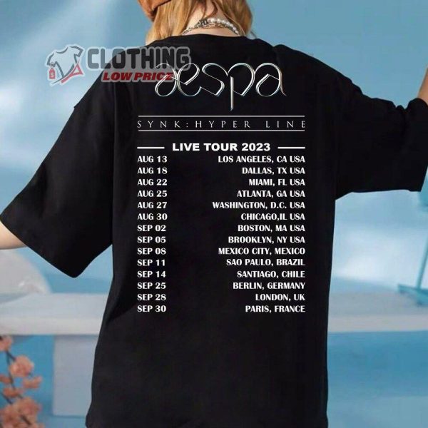 Aespa Synk Hyper Line Tour Dates 2023 Merch, Aespa Tour 2023 Shirt, Aespa Ningning, Karina, Giselle, Winter Kpop T-Shirt
