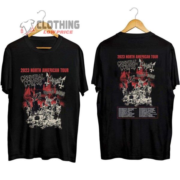 Cannibal Corpse 2023 North American Merch, Cannibal Corpse Concert 2023 Setlist Shirt, Cannibal Corpse 2023 Tour Dates T-Shirt