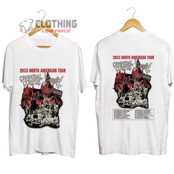 Cannibal Corpse 2023 North American Merch, Cannibal Corpse Concert 2023 Setlist Shirt, Cannibal Corpse 2023 Tour Dates T-Shirt