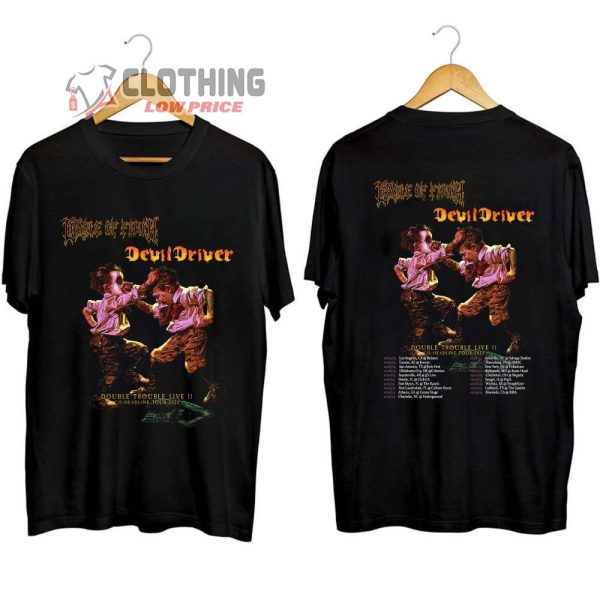 Cradle Of Filth & Devildriver 2023 US Co-Headline Tour Merch, Devildriver Tour 2023 Albuquerque Nm Shirt, Cradle Of Filth And Devildriver Tour Dates 2023 T-Shirt