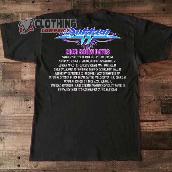 Dokken Rock Band World Tour 2023 Merch, Dokken 2023 Show Dates Shirt, Dokken Rock Band Show Dates 2023 T-Shirt