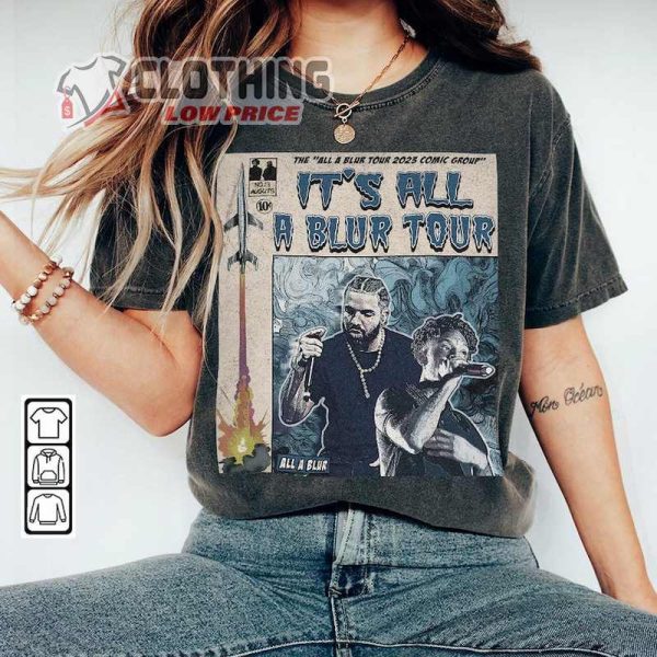Drake 21 Savage Comic Tour Shirt, All A Blur World Tour Concert Ticket 2023 Merch, Drake Graphic Tee