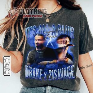 Drake 21 Savage Rap Shirt Drake Its All A Blur Tour 2023 90s Y2K Style Sweatshirt Drake Rap Bootleg Concert Unisex Gift Hoodie Rap0806VL 2