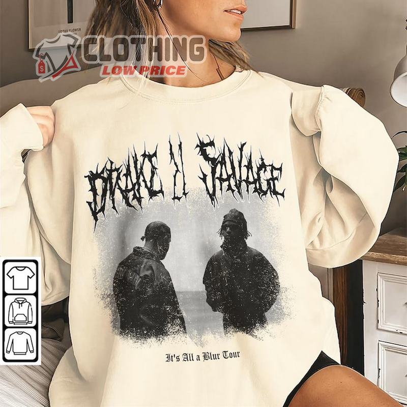 Drake 21 Savage Rap Vintage Graphic Shirt, Drake 21 Savage Shirt, It's All a Blur Tour Merch, Drake 21 Savage Graphic Tee 2306P