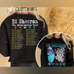 Ed Sheeran Butterfly Shirt, 2023 Ed Sheeran Mathematic America Tour Dates Tee, Ed Sheeran Tour 2023 Merch
