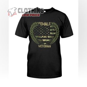 FEMALE VETERAN Camo Army T-Shirt, Patriotic Shirts for Women, Women Warriors Tee