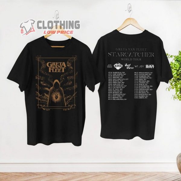 Greta Van Fleet Starcatcher World Tour 2023 With Special Guests Kaleo  Black Honey T-Shirt, Greta Van Fleet Rock Band Shirt, Greta Van Fleet Songs Shirt