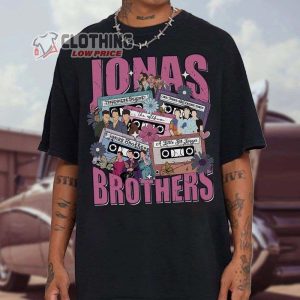 Jonas Brothers Cassette Merch Nick Joe Kevin Shirt Five Albums One Night Tour 2023 T Shirt 1