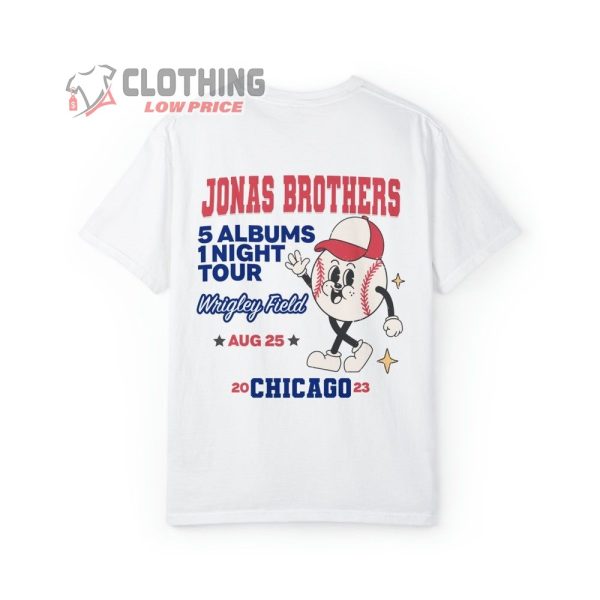 Jonas Brothers Tour Chicago Wrigley Field Merch, Five Albums One Night Tour Shirt, Jonas Brothers Tour 2023 Chicago T-Shirt
