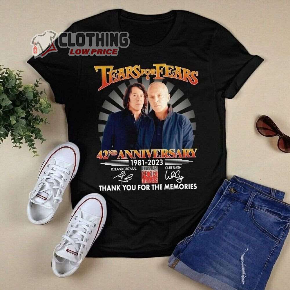 Tears For Fears 42Nd Anniversary 1981-2023 Thank You For The Memories Merch, Tears For Fears Tour 2023 Signatures T-Shirt