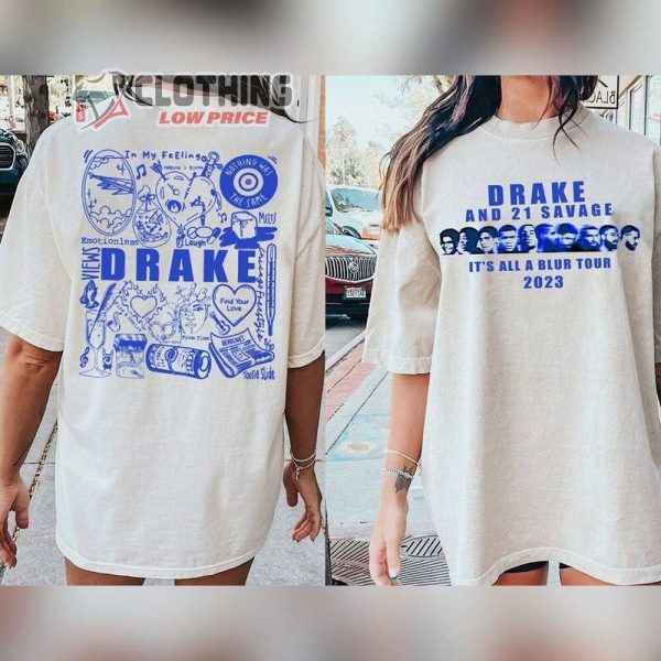 Vintage Drake 21 Savage Rap Shirt, Drake It’S All A Blur Tour 2023 Sweatshirt, Drake Rap Concert Unisex Hoodie