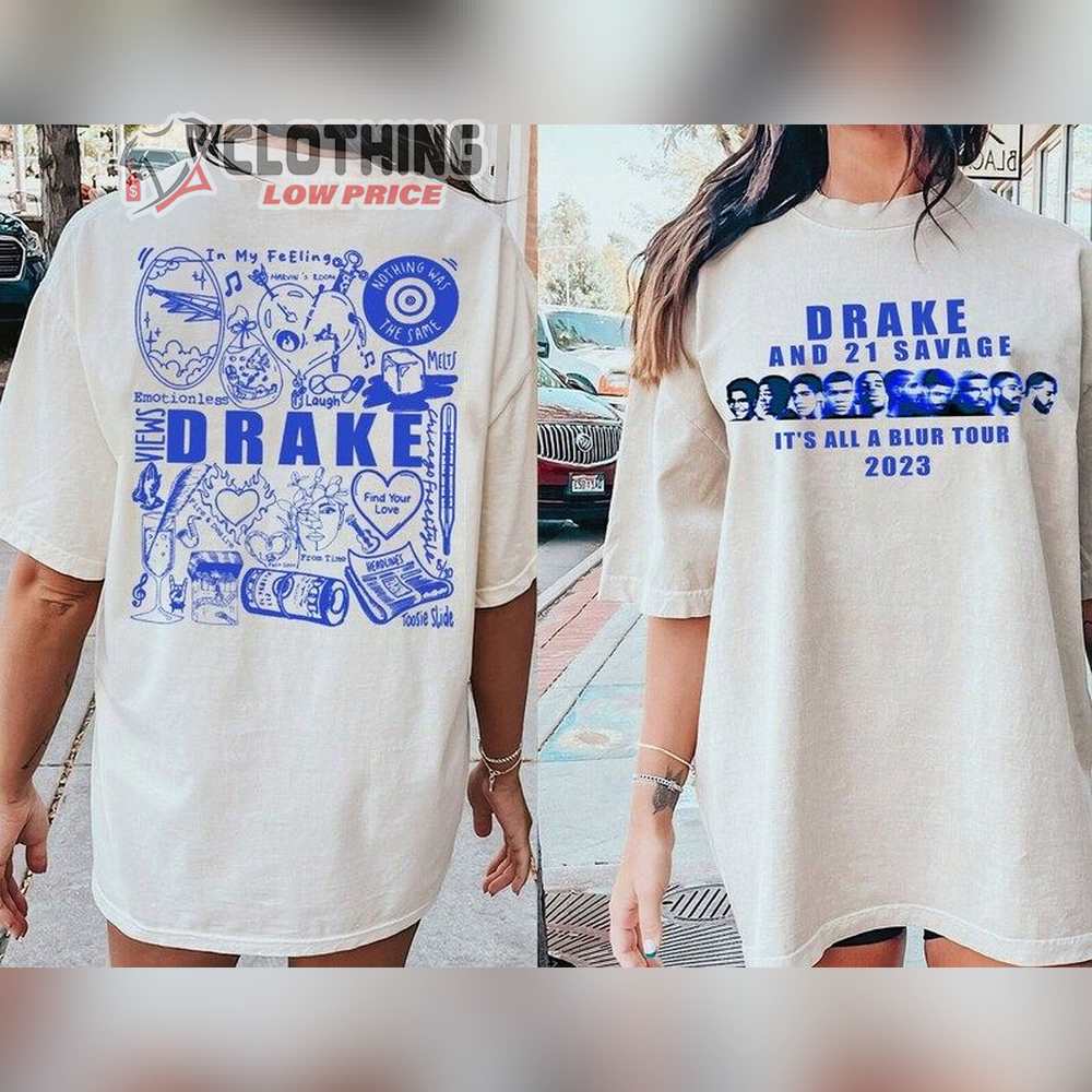 Vintage Drake 21 Savage Rap Shirt, Drake It’S All A Blur Tour 2023
