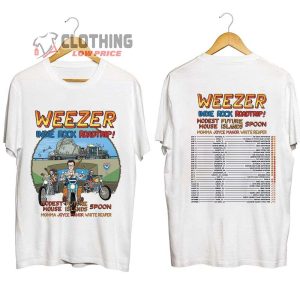 Weezer Indie Rock Roadtrip Tour Dates 2023 Merch Weezer Indie Rock Roadtrip Concert Shirt Modest Future Mouse Island Spoon T Shirt 1