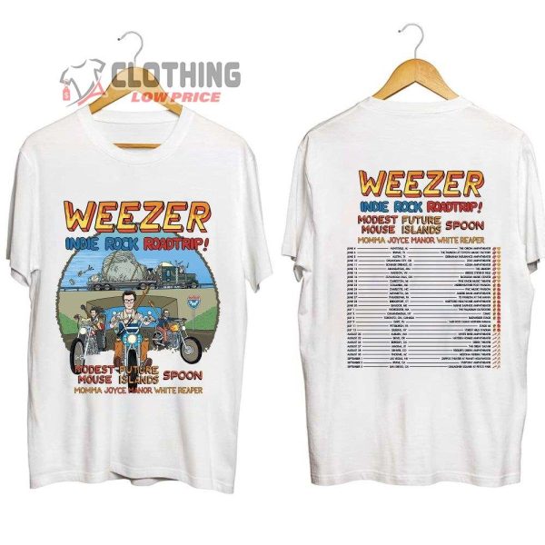 Weezer Indie Rock Roadtrip Tour Dates 2023 Merch, Weezer Indie Rock Roadtrip Concert Shirt, Modest Future Mouse Island Spoon T-Shirt