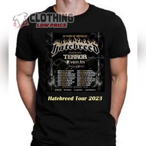 20 Years Of Brutality Tour Hatebreed Hoodie Hatebreed Band World Tour 2023 Setlist T Shirt Hatebreed Band Concert 2023 With Special Guests Terror Shirt 2