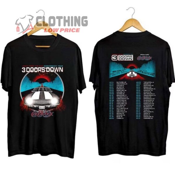 3 Away From Doors The Sun Down Anniversary Tour 2023 T- Shirt, 3 Doors Down Tour Concert Sweatshirt, Away From The Sun Anniversary Tour 2023 Hoodie