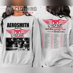 Aerosmith 2023 – 2024 Peace Out Farewell Tour The Black Crowes Sweatshirt, Aerosmith Farewell Tour Dates T- Shirt, Aerosmith Farewell Tour Setlist Merch