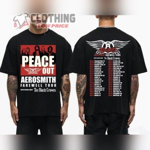 Aerosmith 2023-2024 Peace Out Farewell Tour With The Black Crowes Tour Shirt, Aerosmith Farewell Tour 2023 Shirt, Aerosmith Tour Setlist Shirt Ideas Merch