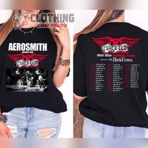 Aerosmith 2023-2024 Peace Out Farewell Tour With The Black Crowes Tour Shirt, Aerosmith Setlist 2023 Tour Shirt, Aerosmith Farewell Tour Dates And Locations Merch