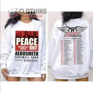 Aerosmith 2023-2024 Peace Out Farewell Tour With The Black Crowes Tour Sweatshirt, Aerosmith Farewell Tour 2023 Merch, Aerosmith Farewell Tour Dates T- Shirt