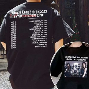 Aespa Tour 2023 UK Merch Aespa Synk Hyper Line Tour Shirt Aespa Ningning Karina Giselle Winter Live Tour 2023 UK Tee Aespa Tour Dates Setlist 2023 T Shirt