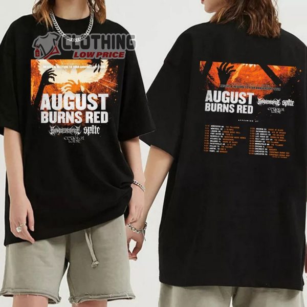 August Burns Red Band World Tour 2023 Merch, August Burns Red 2023 Concert Shirt, August Burns Red 2023 Tour Tickets T-Shirt