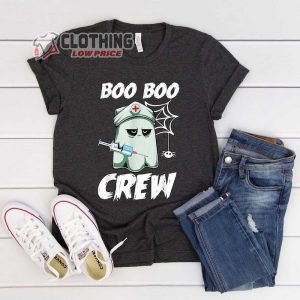 Boo Boo Crew Shirt, Halloween Nurse Tee Shirt, Spooky Nurse Holding Syringe T Shirt, Scary Ghost Nurse Halloween,Cute Spider Ghost, Halloween Gift