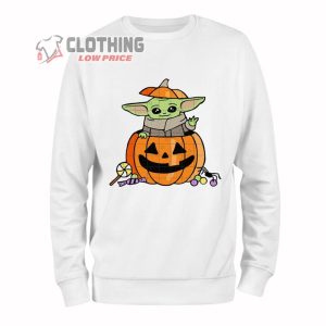 Baby Yoda Inside Pumpkin Merch Baby Yoda Halloween 2023 Long Sleeve Shirt