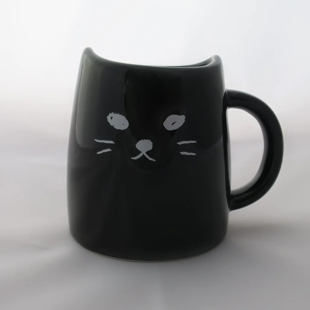 Black Cat Ceramic Travel Mug with Hat Lid genkimix
