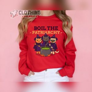 Boil The Patriarchy Feminist Halloween Sweatshirt Cat Lover Shirt Pro Choice Protest Merch WomenS Rights Equality Funny Witch Tee2