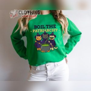 Boil The Patriarchy Feminist Halloween Sweatshirt Cat Lover Shirt Pro Choice Protest Merch WomenS Rights Equality Funny Witch Tee4
