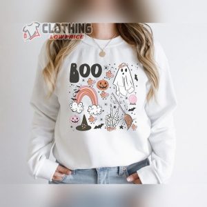 Boo Vintage Witch Halloween Sweatshirt Funny Ghosts Halloween Sweater Halloween Shirts For Women1 3