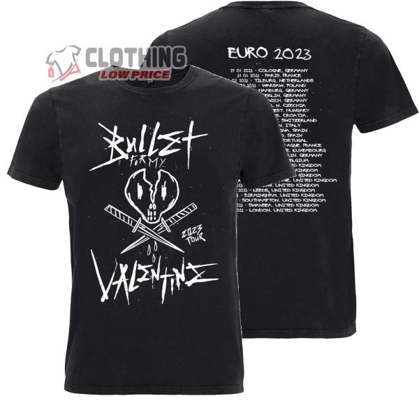 Bullet 2023 EU UK Tour Merch, Bullet For My Valentine Shirt, Bullet for My Valentine 2023 Tour Dates T-Shirt