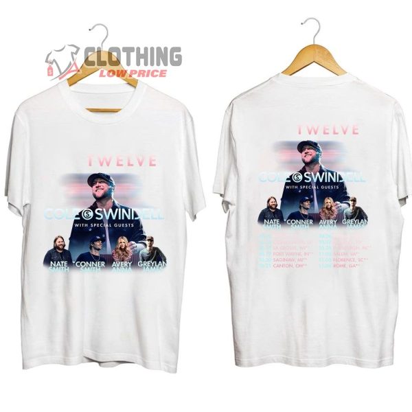 Cole Swindell 2023 Twelve Tour Merch, Cole Swindell 2023 Tour With Special Guests Shirt, Cole Swindell 2023 Tour Song List T-Shirt