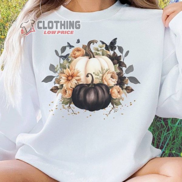 Cottagecore Fall Whimsigoth Pumpkin Sweatshirt, Nature Witch Halloween Sweatshirt