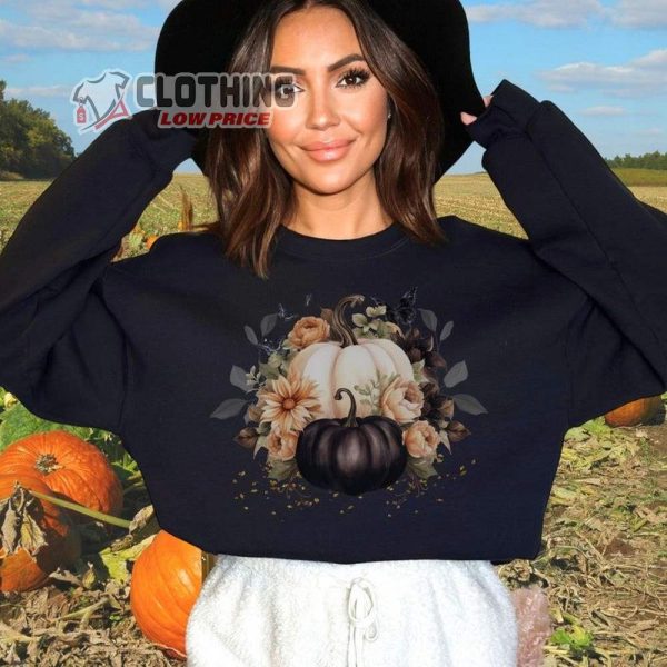 Cottagecore Fall Whimsigoth Pumpkin Sweatshirt, Nature Witch Halloween Sweatshirt