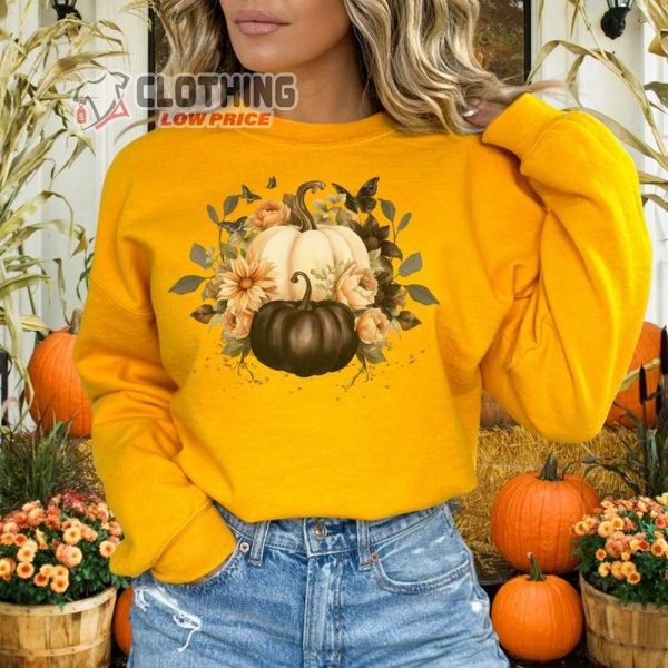 Cottagecore Fall Whimsigoth Pumpkin Sweatshirt, Nature Witch Halloween Sweatshirt