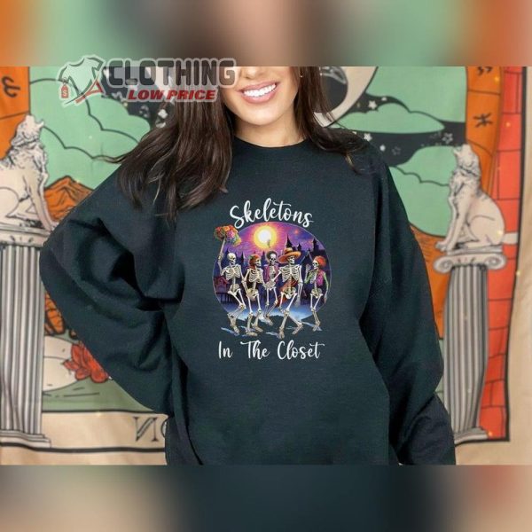 Dancing Skeletons Vintage Oversized Sweatshirt, Skeletons In The Closet Crewneck Shirt, Spooky Lounge Set Halloween Sweatshirt