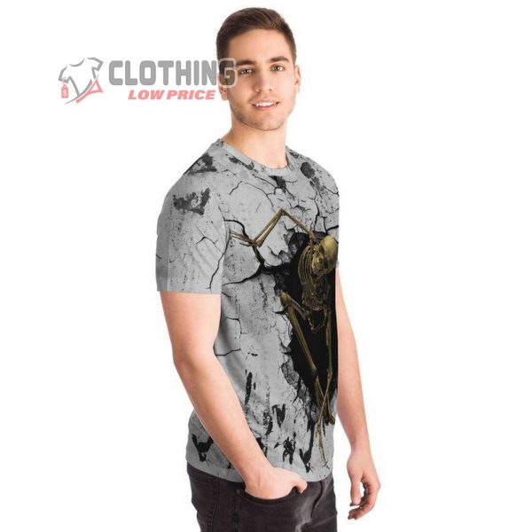 Dark Grey Skeleton Shirt, Skeleton Halloween Shirt, Skeleton TShirt, Skeleton 3D All Over Print Tee