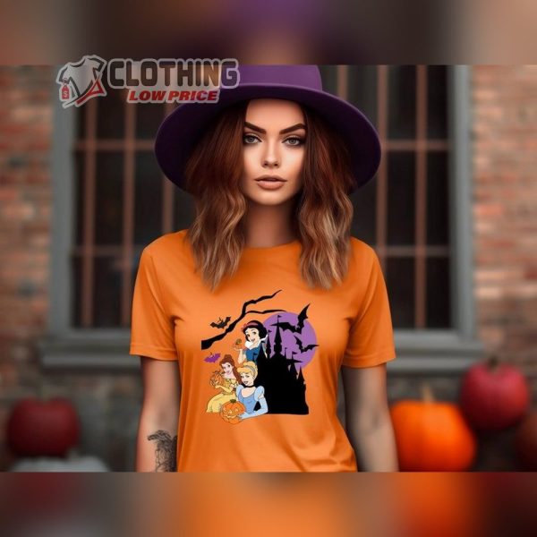 Disney Princess With Pumpkin T-Shirt, Happy Halloween Disney Character Shirt, Disney Halloween Shirt, Disney Cinderella Party Merch