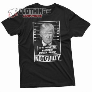Donald Trump Mugshot Merch, Donald Trump Police Mugshot Photo T- Shirt Not Guilty 45-47 President Tee Shirt, Trump Never Surrender Shirt