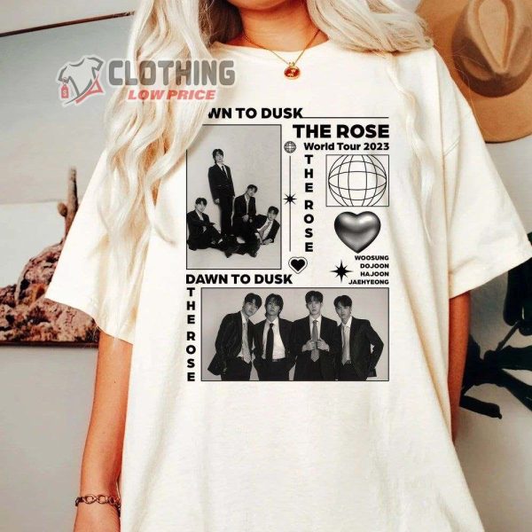 Dual Rock Album World Tour 2023 US Merch, The Rose Dawn To Dusk Tour 2023 Shirt, The Rose Woosung, Dojoon, Hajoon, Jaehyeong T-Shirt