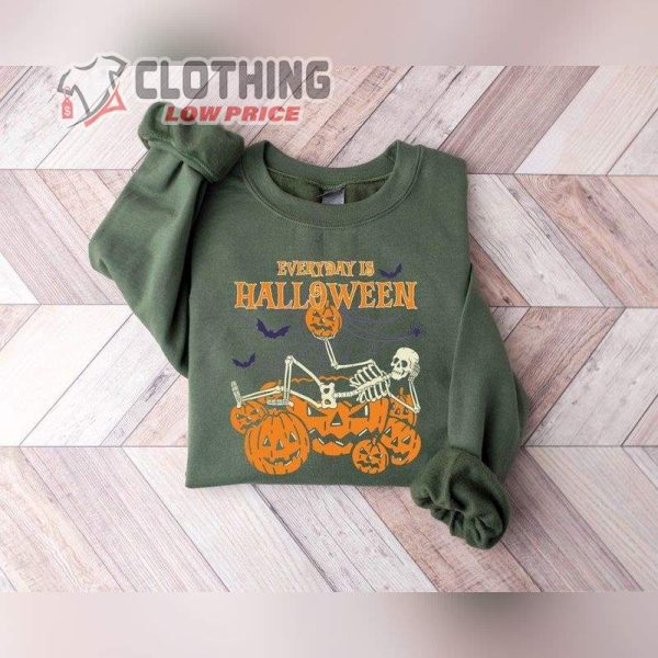 Every Day Is Halloween Pumpkin Skeleton Bat Halloween Sweatshirt