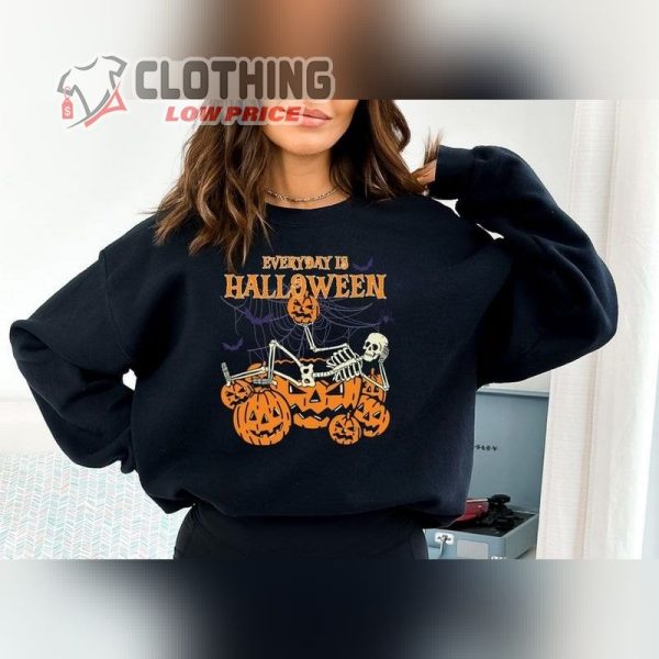 Every Day Is Halloween Pumpkin Skeleton Bat Halloween Sweatshirt