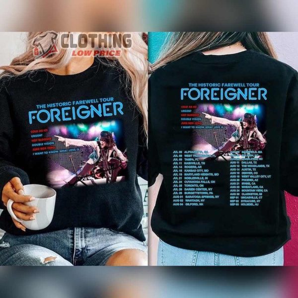 Foreigner The Historic Farewell Tour Dates 2023 Shirt, Foreigner Music Festival Ticket Price Merch, Foreigner 2023 Concert Tour Tee
