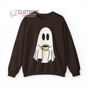 Funny Ghost With Coffee Halloween Sweatshirt Funny Halloween Shirt Cute Ghost Sweatshirt Spooky Coffee Lovers Merch2