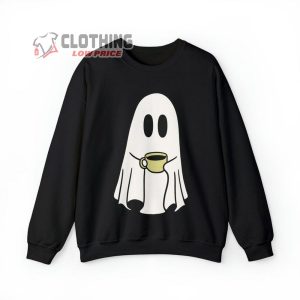 Funny Ghost With Coffee Halloween Sweatshirt Funny Halloween Shirt Cute Ghost Sweatshirt Spooky Coffee Lovers Merch3