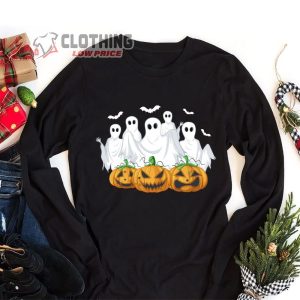 Ghost And Pumpkin Boo Halloween Long Sleeve Shirt