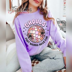 Ghouls Just Wanna Have Fun Halloween Sweatshirt, Groovy Boho Cute Halloween Ghost Costume Merch, Spider Halloween Sweatshirt